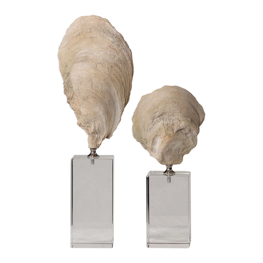 American Home Furniture Uttermost Oyster Shell Sculptures, Set of 2