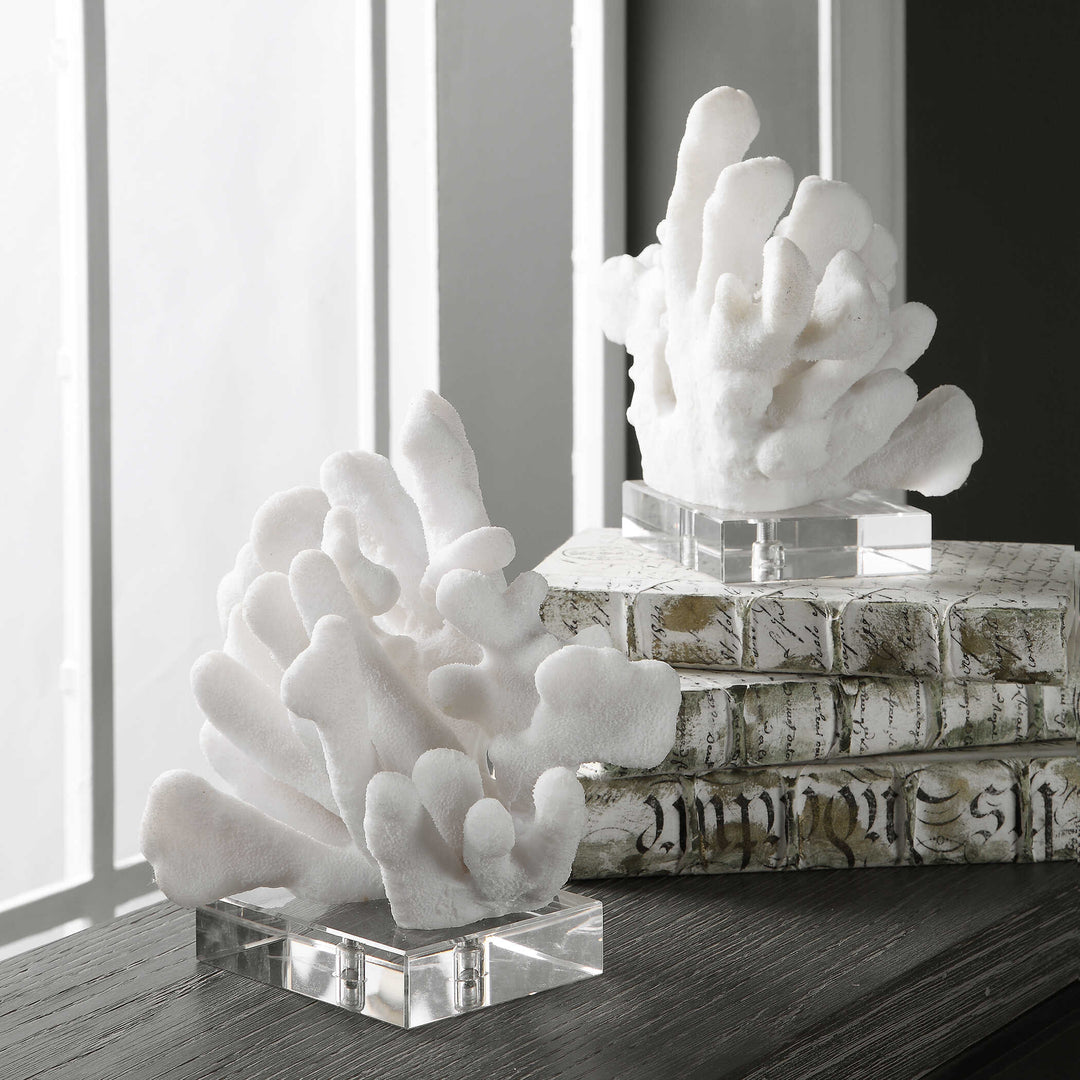 American Home Furniture Uttermost Charbel White Bookends, Set/2