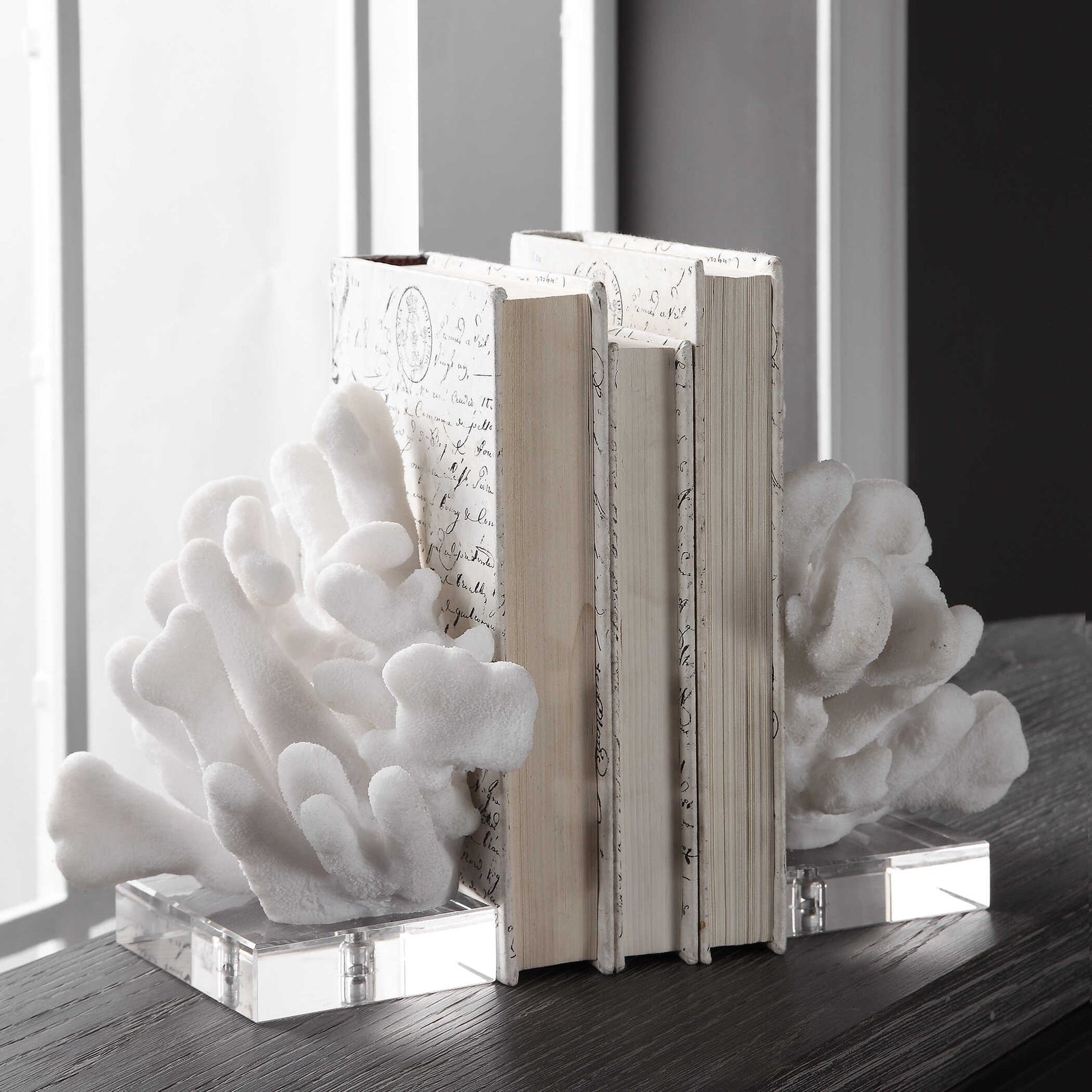American Home Furniture Uttermost Charbel White Bookends, Set/2