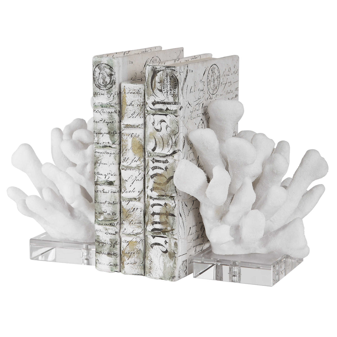 American Home Furniture Uttermost Charbel White Bookends, Set/2