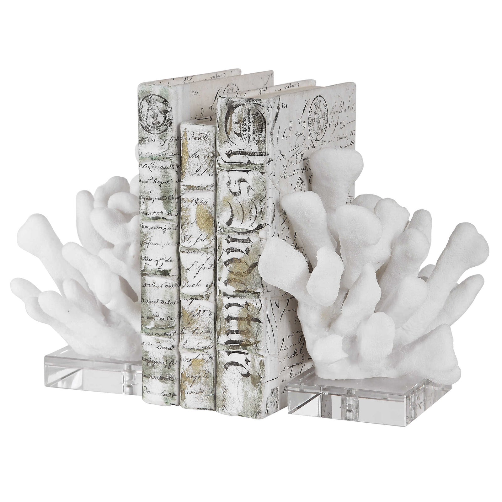American Home Furniture Uttermost Charbel White Bookends, Set/2