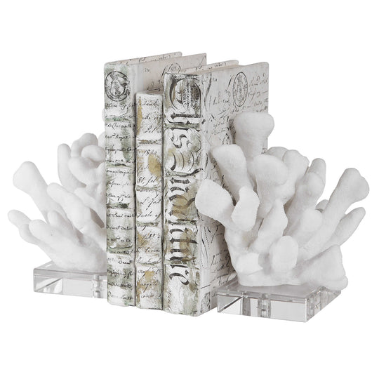 American Home Furniture Uttermost Charbel White Bookends, Set/2