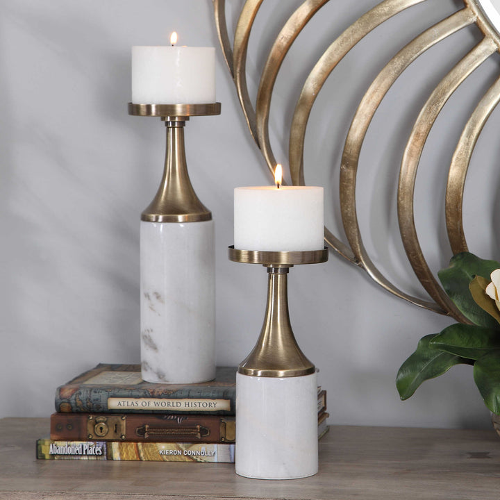 American Home Furniture Uttermost Castiel Marble Candleholders, Set/2