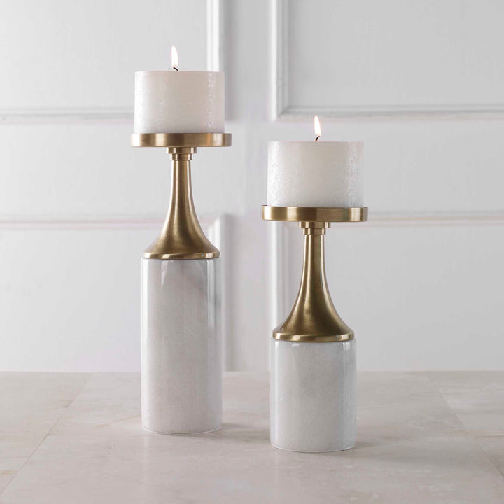 American Home Furniture Uttermost Castiel Marble Candleholders, Set/2
