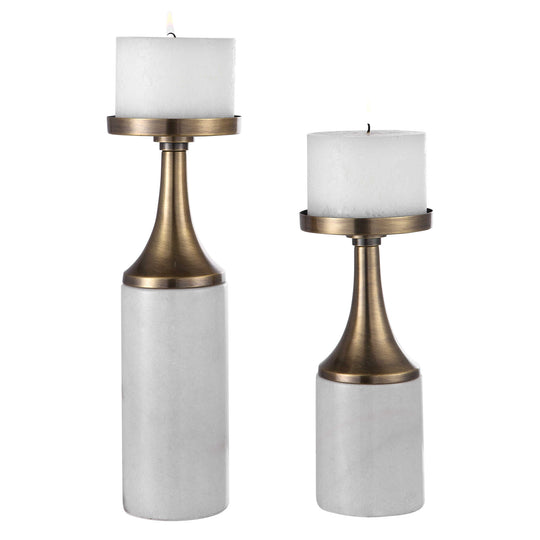 American Home Furniture Uttermost Castiel Marble Candleholders, Set/2