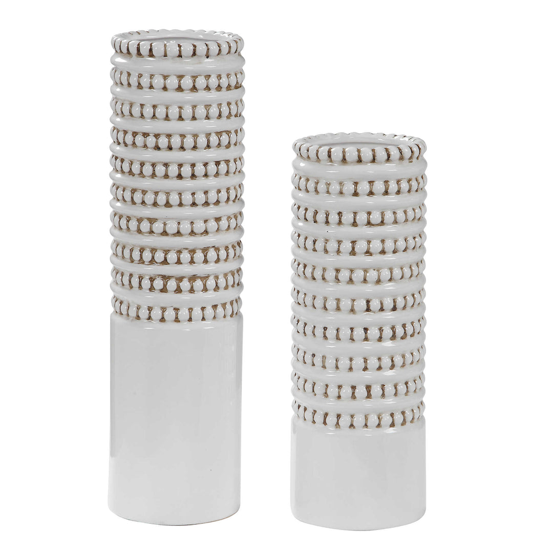 American Home Furniture Uttermost Angelou White Vases, Set/2