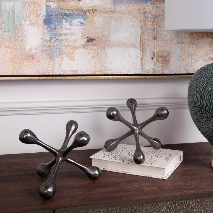 Harlan Black Nickel Objects Set of 2