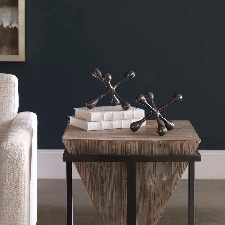 Harlan Black Nickel Objects Set of 2