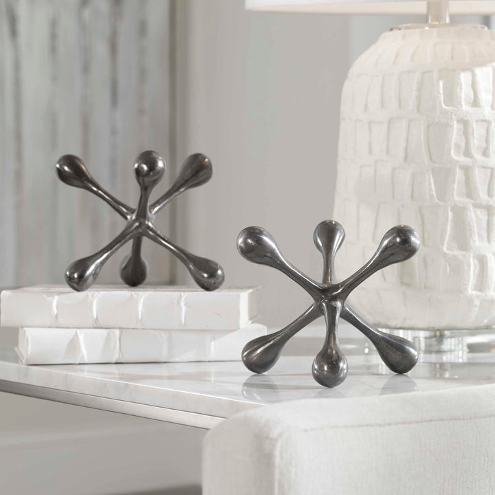 Harlan Black Nickel Objects Set of 2