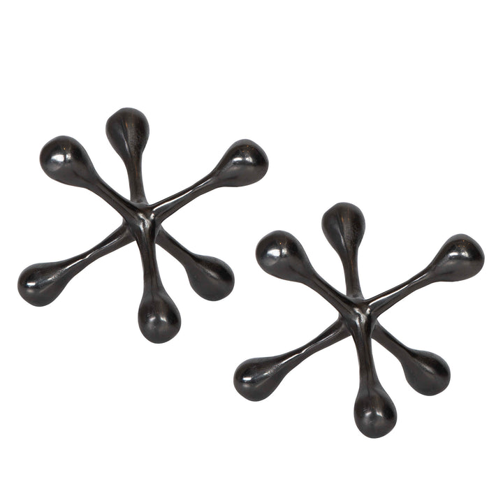 Harlan Black Nickel Objects Set of 2