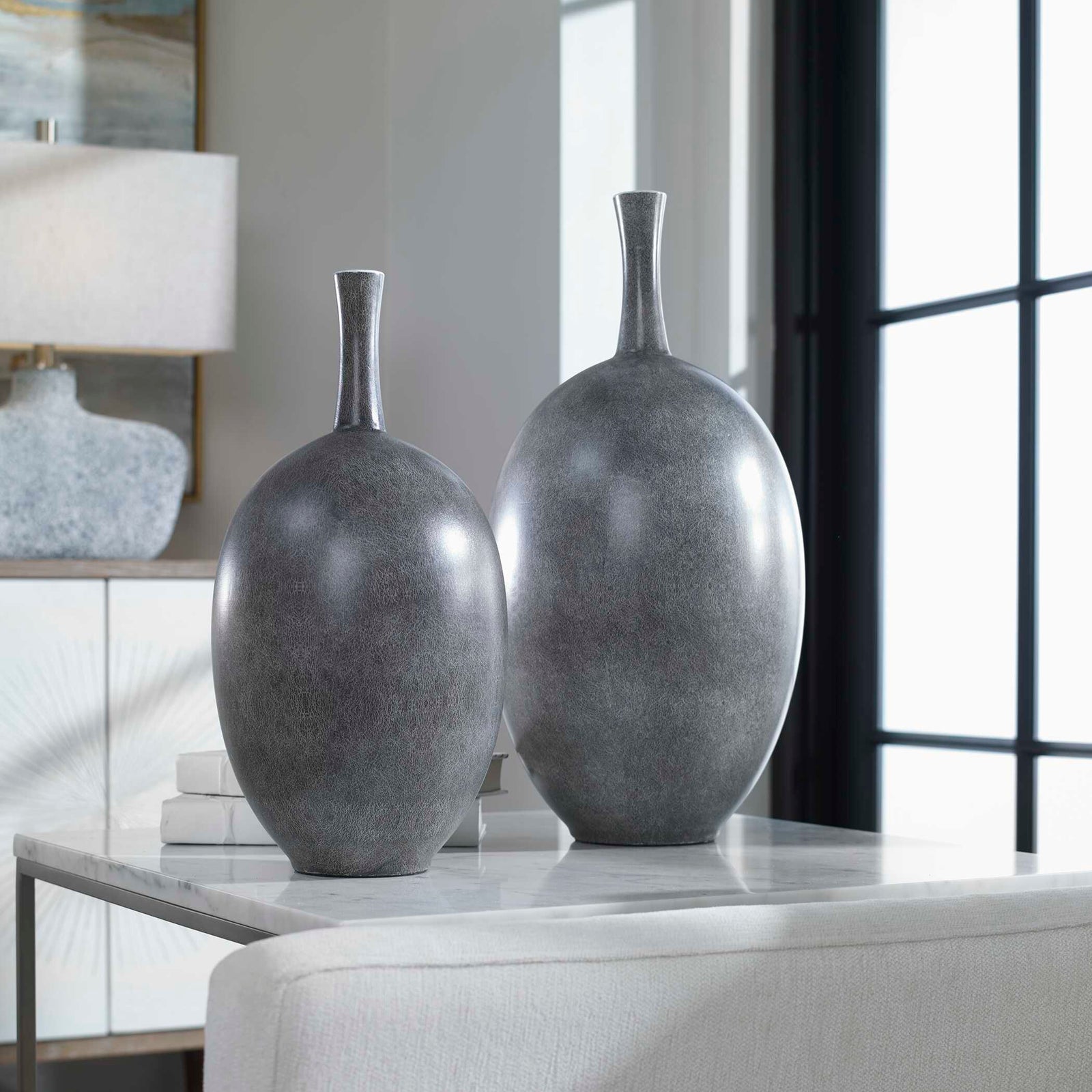 American Home Furniture Uttermost Riordan Modern Vases, Set of 2