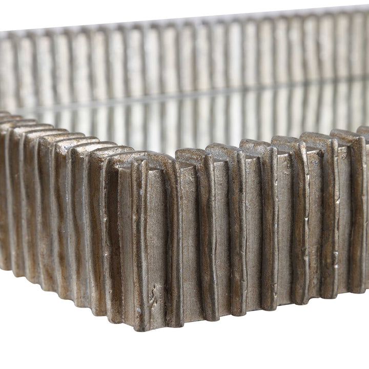 American Home Furniture Uttermost Talmage Silver Mirrored Tray