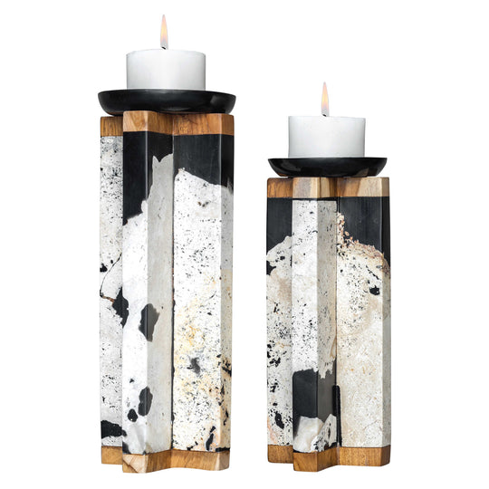 American Home Furniture Uttermost Illini Stone Candleholders, Set of 2