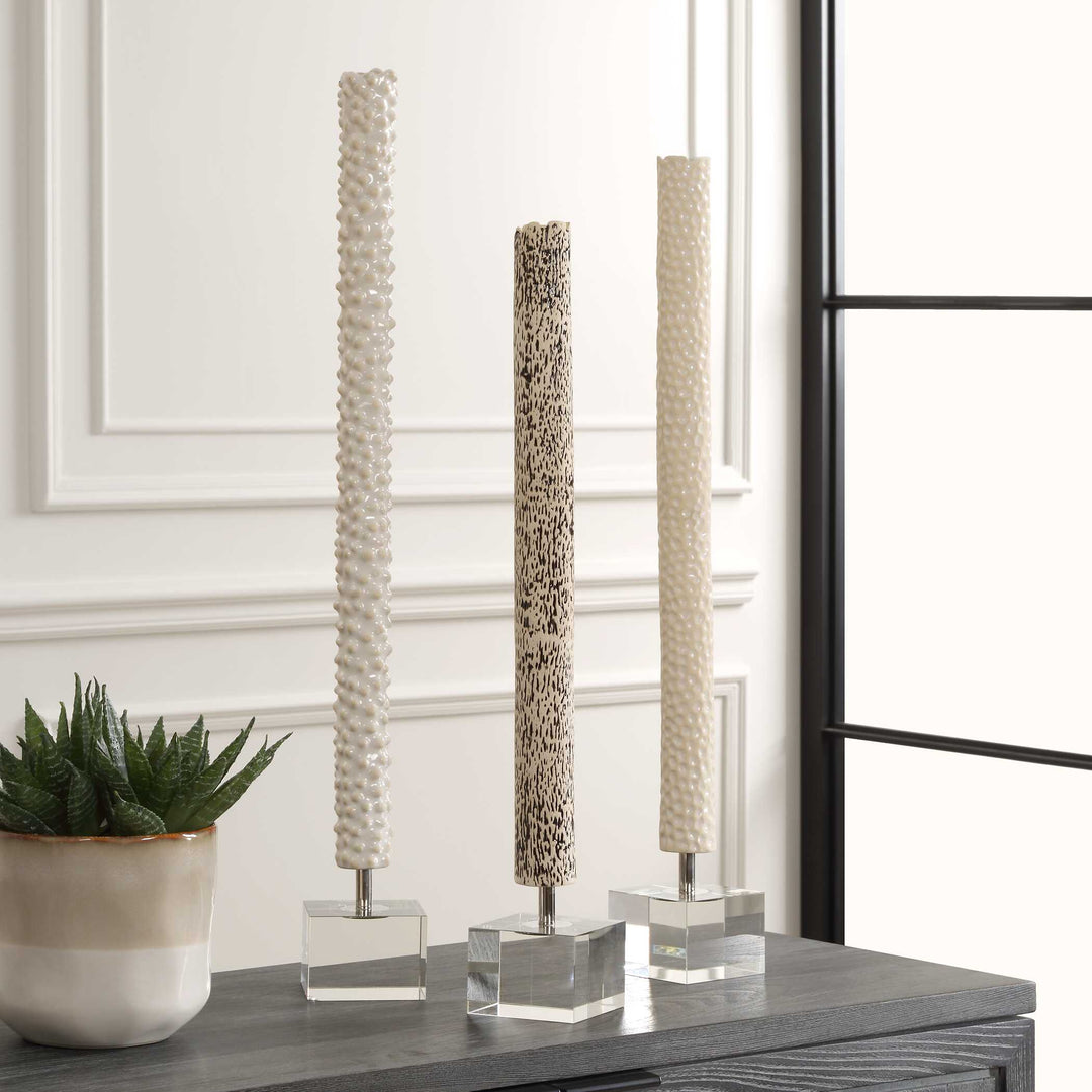 American Home Furniture Uttermost Makira Cylindrical Sculptures, Set of 3