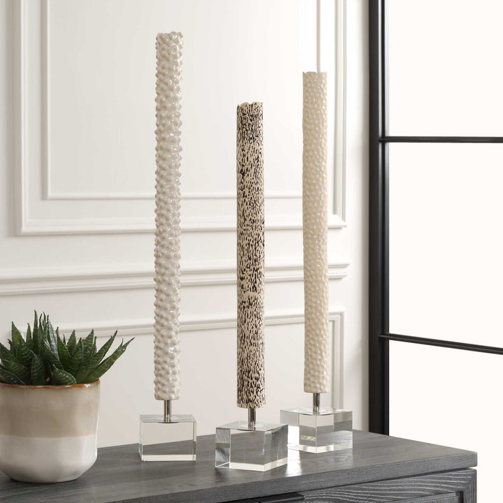 American Home Furniture Uttermost Makira Cylindrical Sculptures, Set of 3