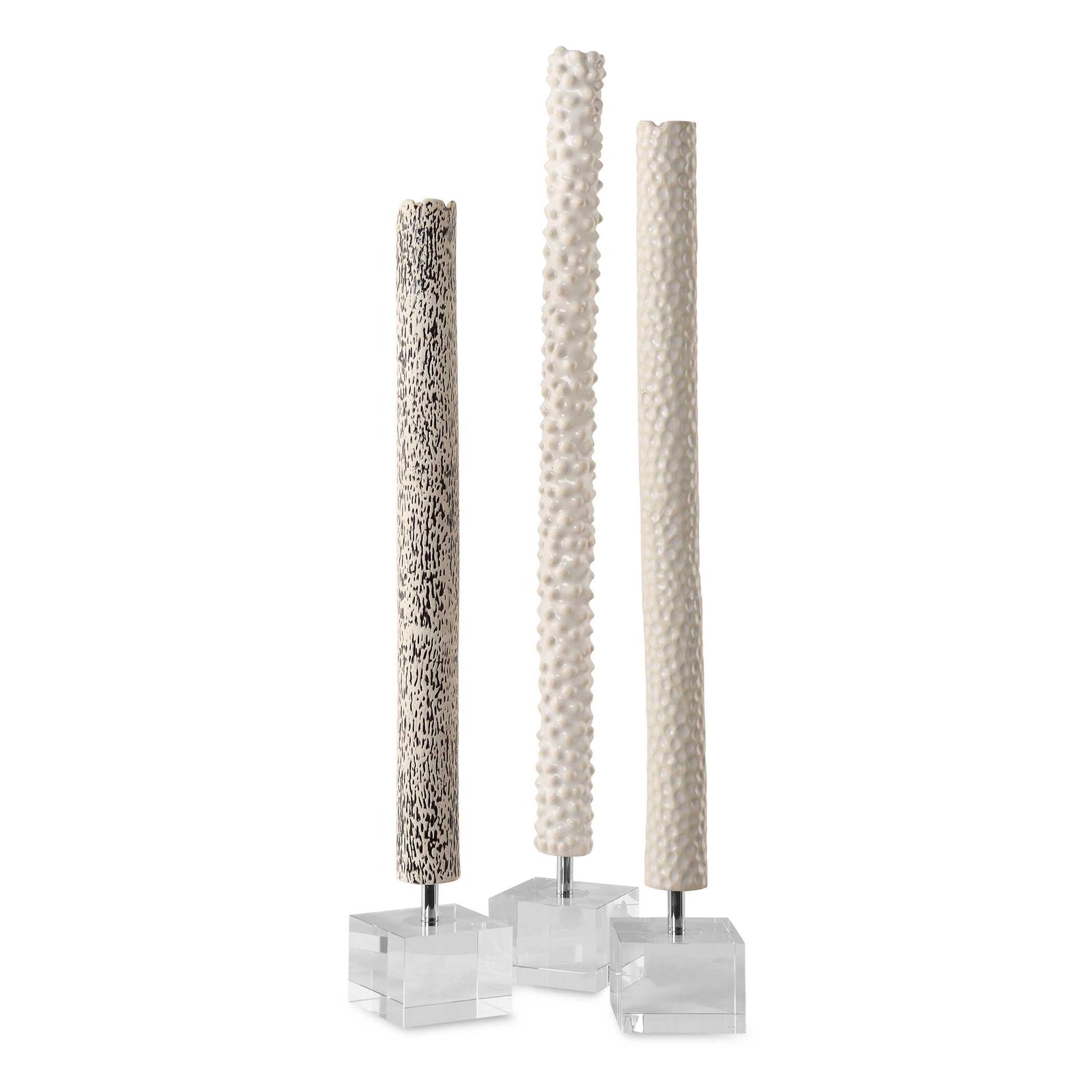 American Home Furniture Uttermost Makira Cylindrical Sculptures, Set of 3