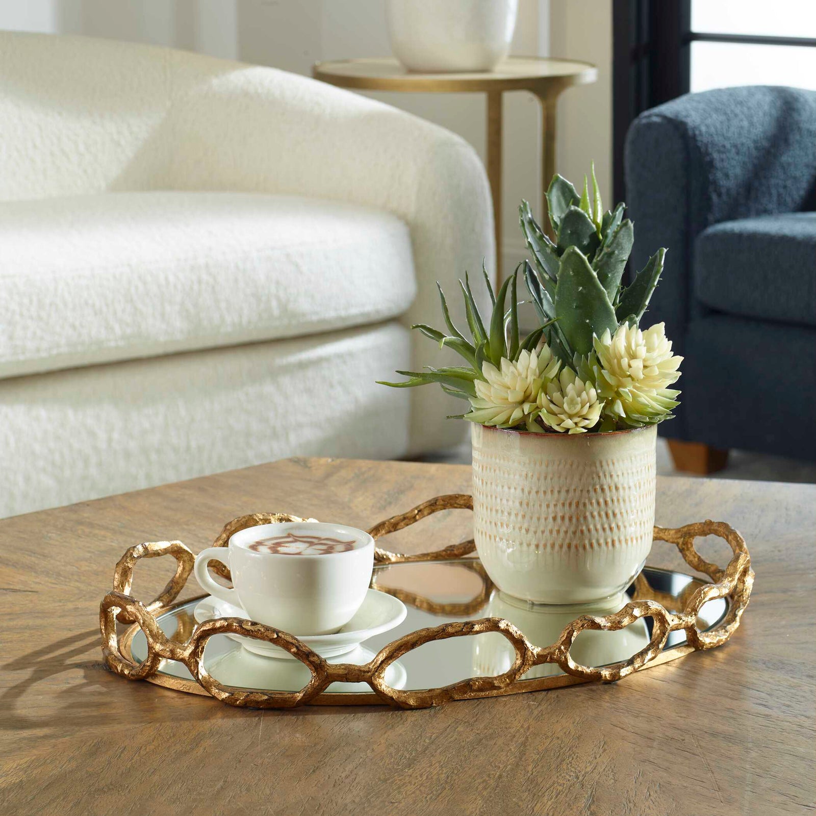 American Home Furniture Uttermost Cable Chain Mirrored Tray