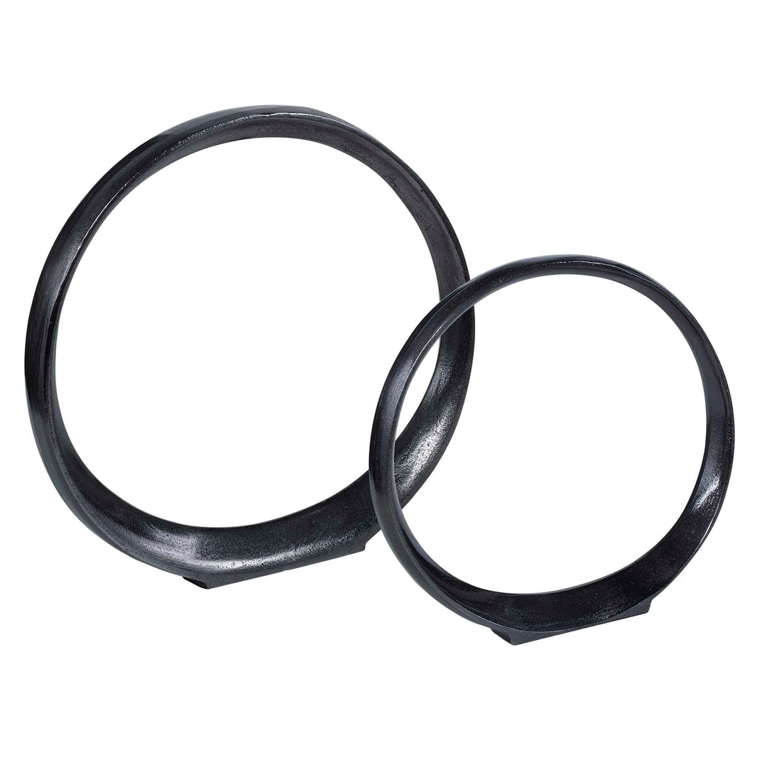 American Home Furniture Uttermost Orbits Black Ring Sculptures, Set of 2