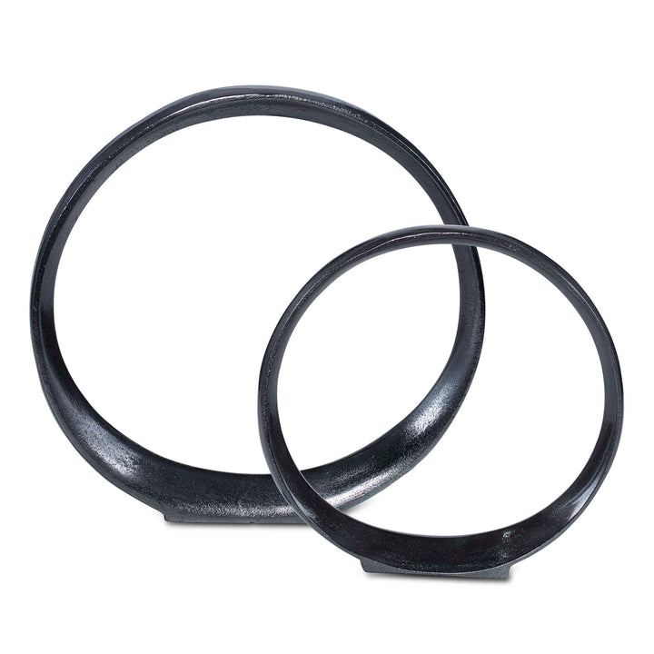 American Home Furniture Uttermost Orbits Black Ring Sculptures, Set of 2