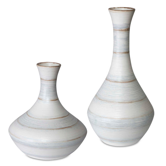 American Home Furniture Uttermost Potter Fluted Striped Vases, Set of 2