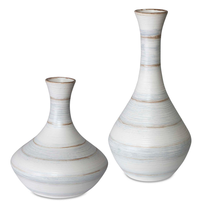 American Home Furniture Uttermost Potter Fluted Striped Vases, Set of 2