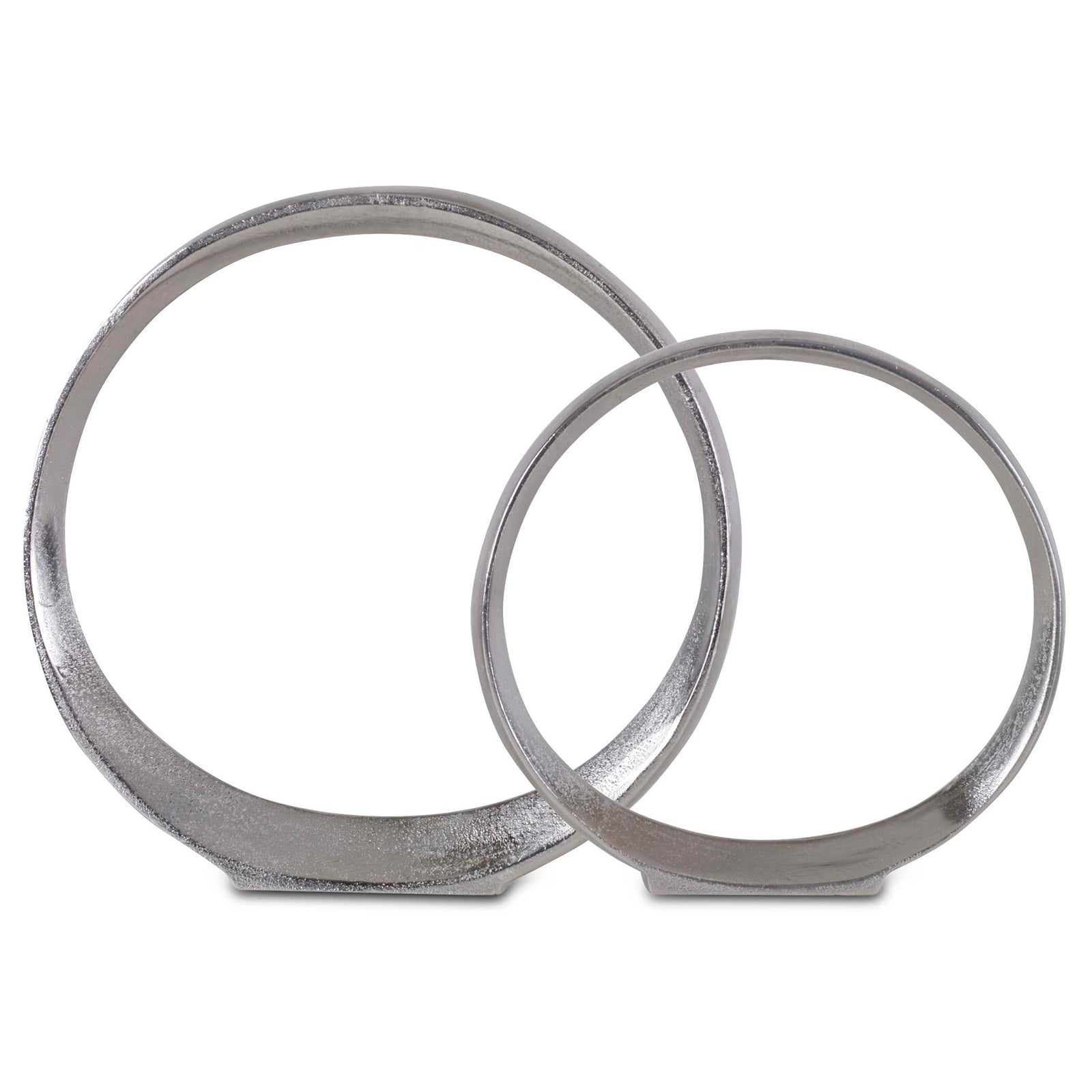American Home Furniture Uttermost Orbits Nickel Ring Sculptures Set of 2
