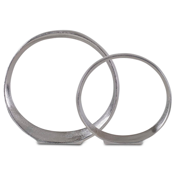American Home Furniture Uttermost Orbits Nickel Ring Sculptures Set of 2