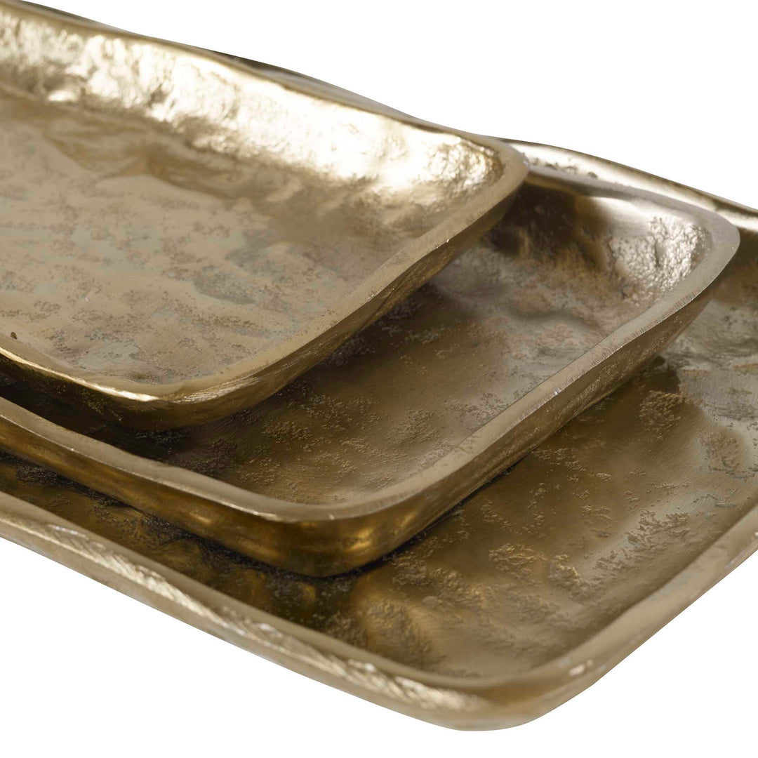 American Home Furniture Uttermost Artisan Antique Gold Trays Set of 3