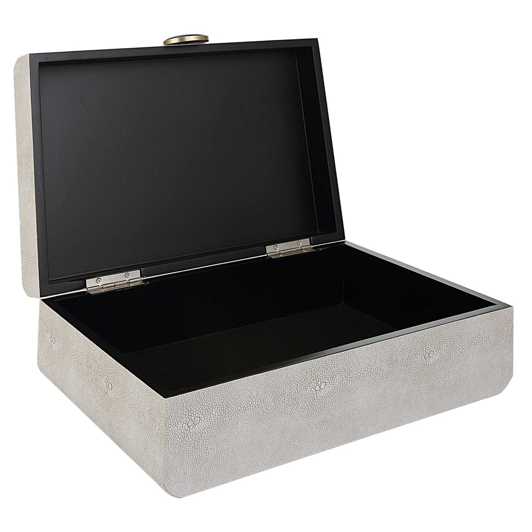 American Home Furniture Uttermost Lalique White Shagreen Box