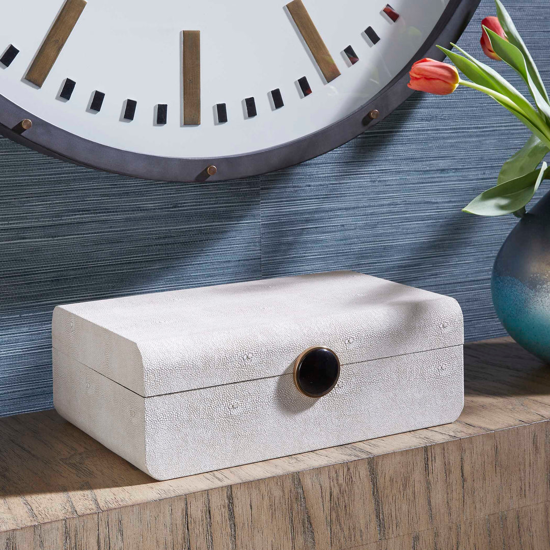 American Home Furniture Uttermost Lalique White Shagreen Box