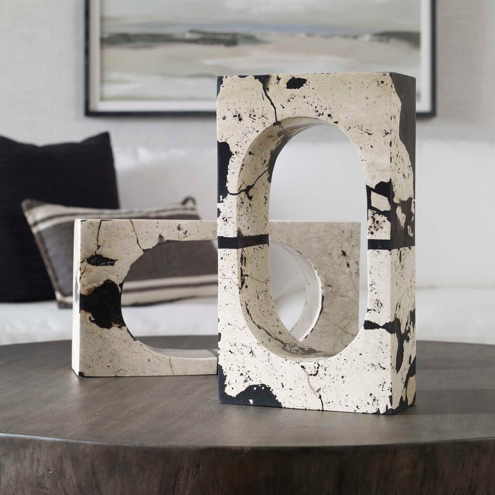 American Home Furniture Uttermost Nouveau White Coral Stone Sculpture