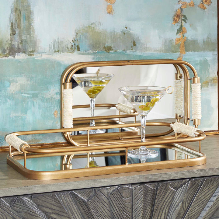 American Home Furniture Uttermost Rosea Brushed Gold Trays Set of 2