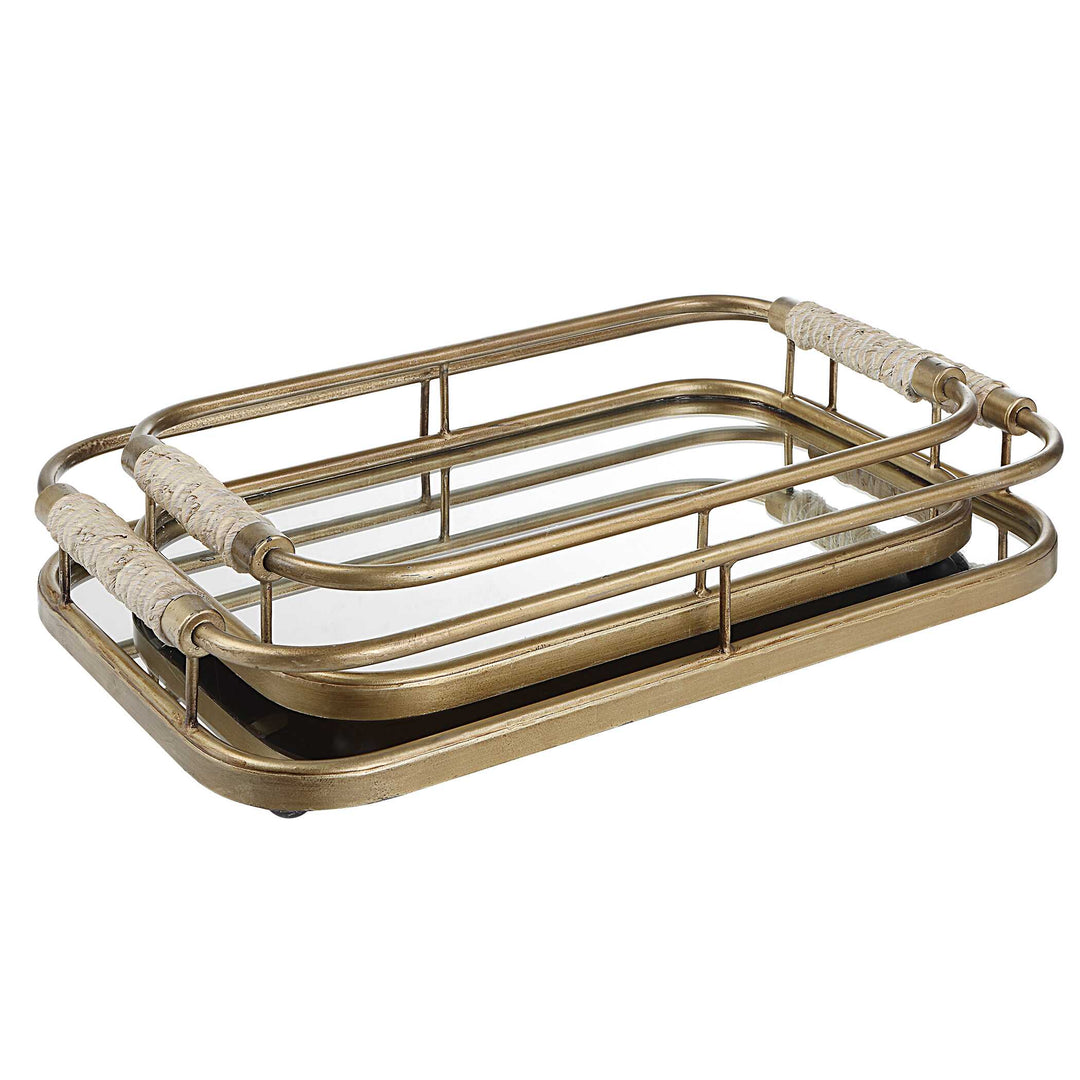 American Home Furniture Uttermost Rosea Brushed Gold Trays Set of 2