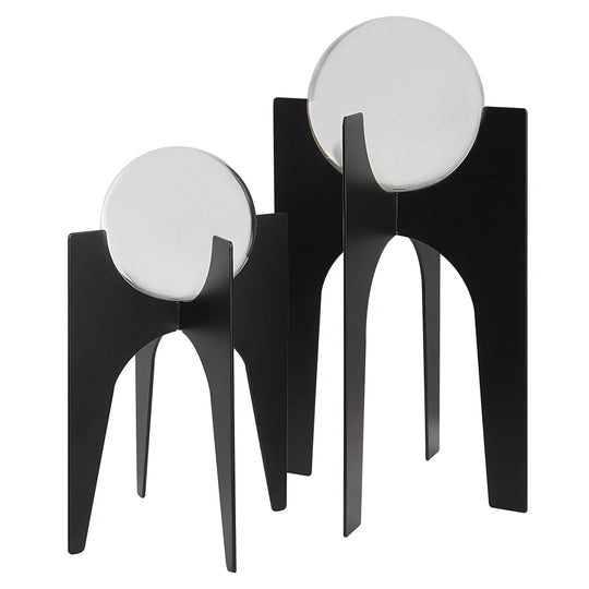 American Home Furniture Uttermost Ellianna Crystal Spheres On Black Base Set of 2