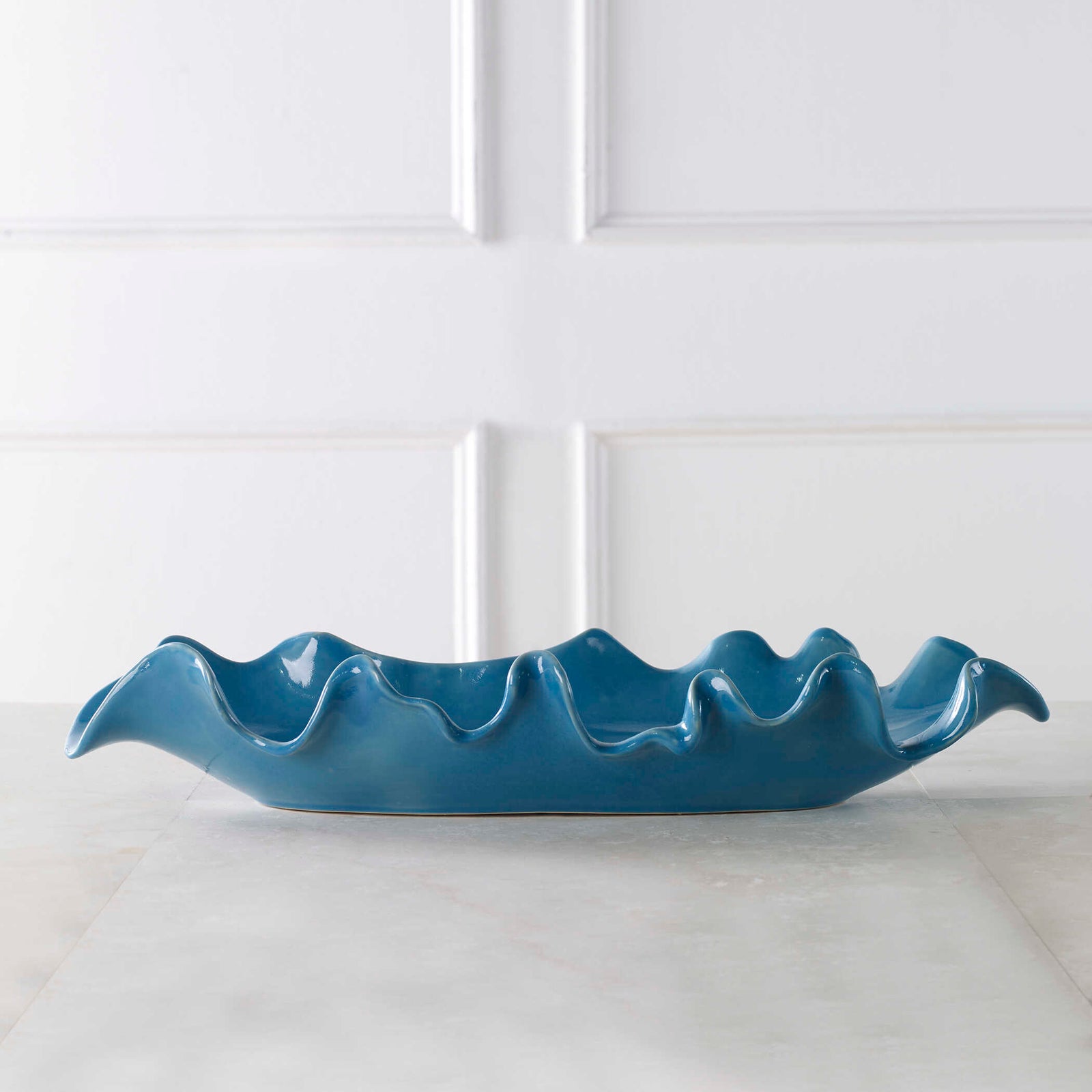 American Home Furniture Uttermost Ruffled Feathers Blue Bowl