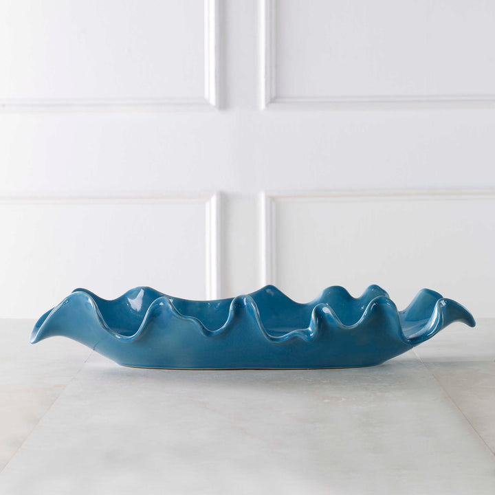 American Home Furniture Uttermost Ruffled Feathers Blue Bowl