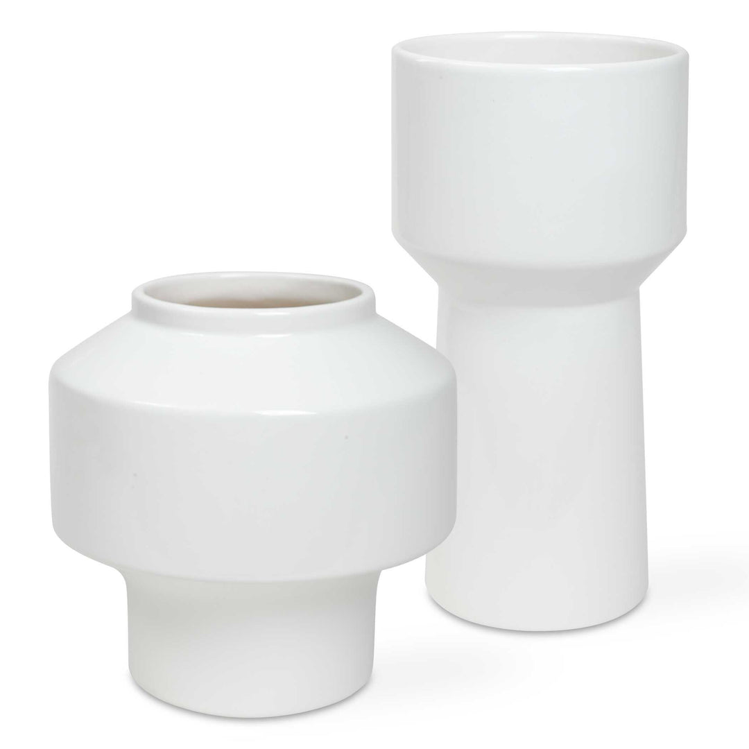Illumina Abstract White Vases - Set of 2 - AmericanHomeFurniture