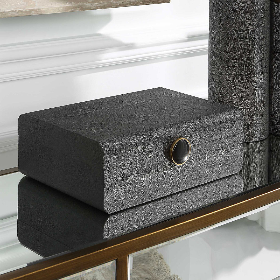 American Home Furniture Uttermost Lalique Black Shagreen Box
