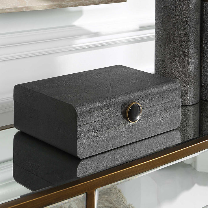 American Home Furniture Uttermost Lalique Black Shagreen Box