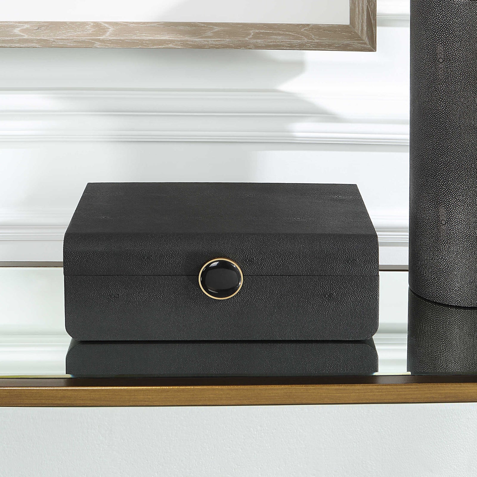 American Home Furniture Uttermost Lalique Black Shagreen Box