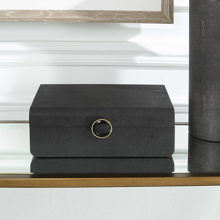 American Home Furniture Uttermost Lalique Black Shagreen Box