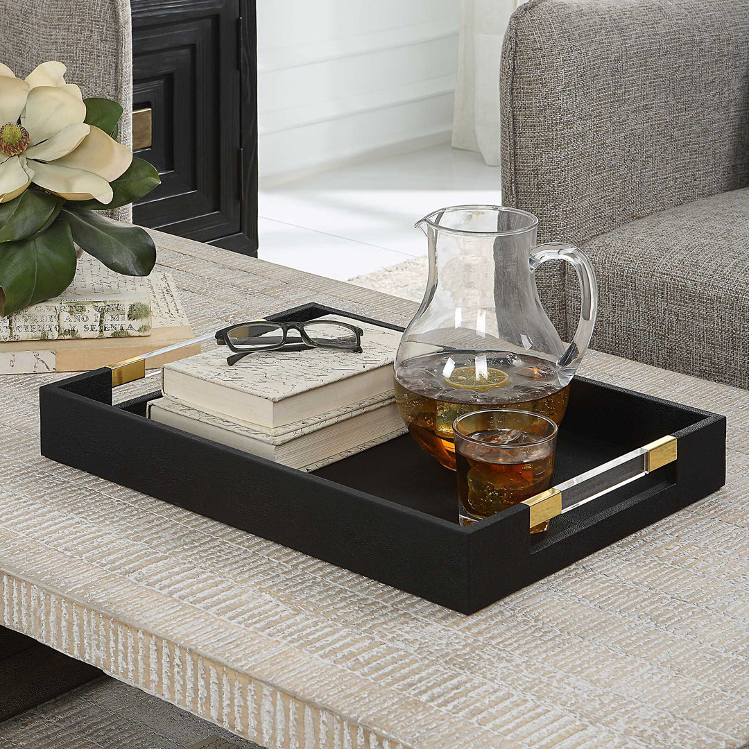 American Home Furniture Uttermost Wessex Black Shagreen Tray