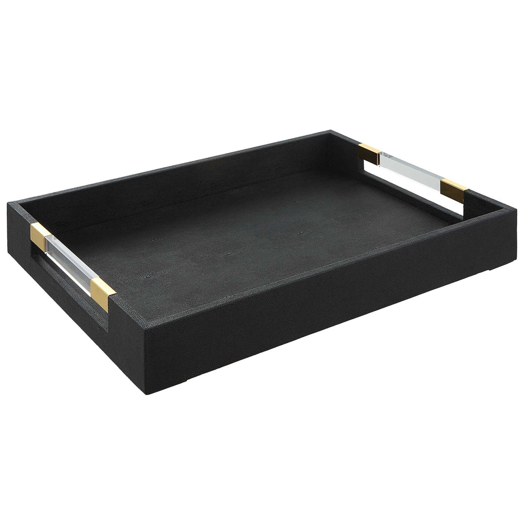 American Home Furniture Uttermost Wessex Black Shagreen Tray