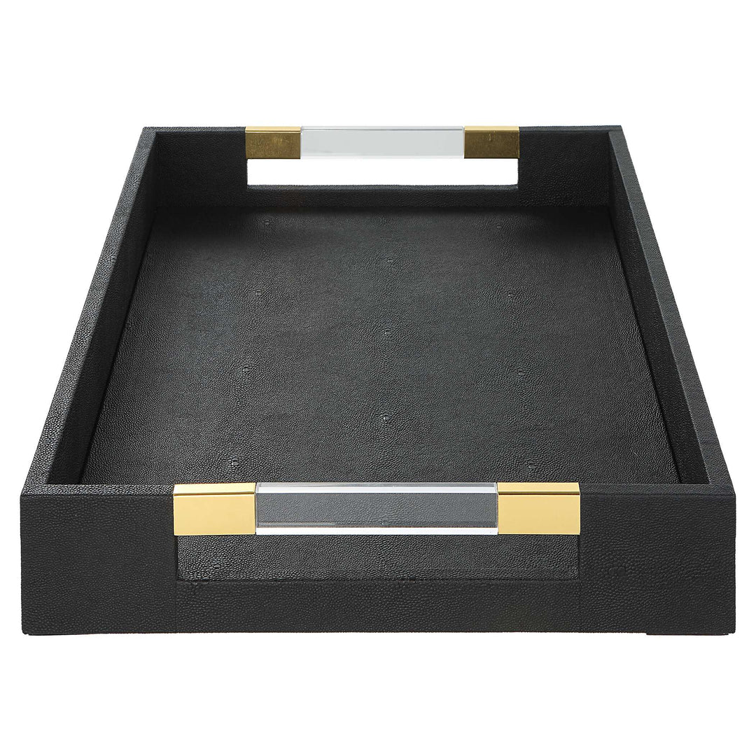 American Home Furniture Uttermost Wessex Black Shagreen Tray