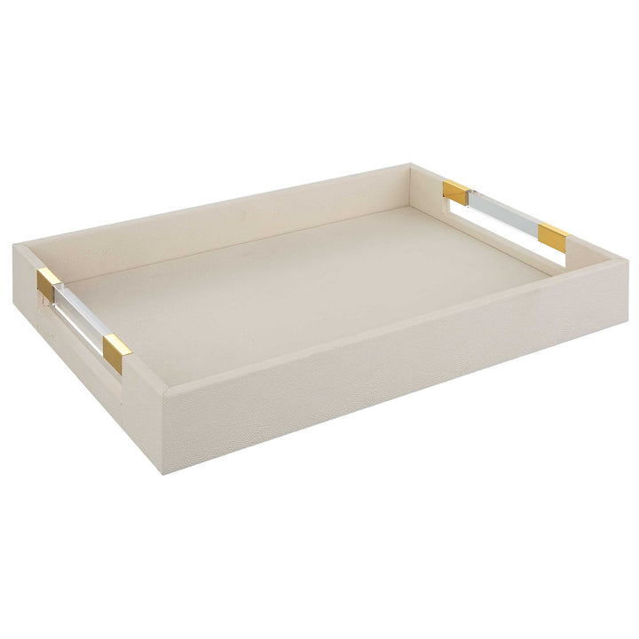 American Home Furniture Uttermost Wessex White Shagreen Tray