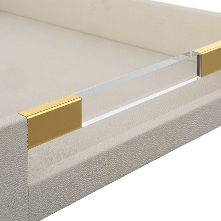 American Home Furniture Uttermost Wessex White Shagreen Tray