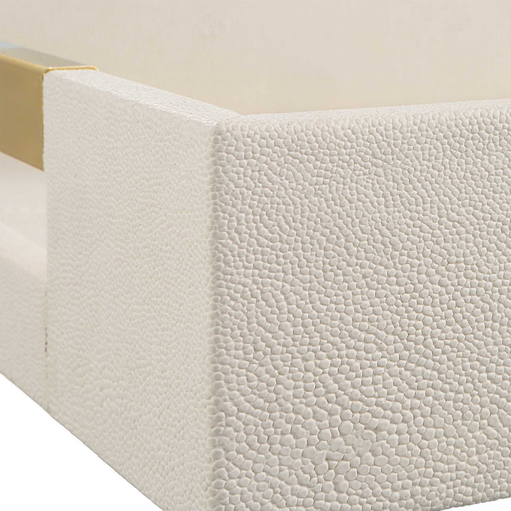 American Home Furniture Uttermost Wessex White Shagreen Tray