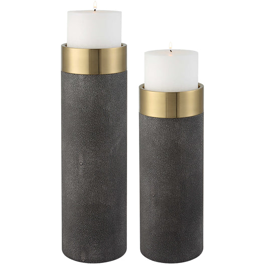 American Home Furniture Uttermost Wessex Gray Candleholders Set of 2