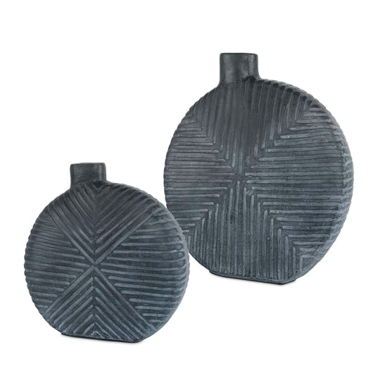 American Home Furniture Uttermost Viewpoint Aged Black Vases, Set/2