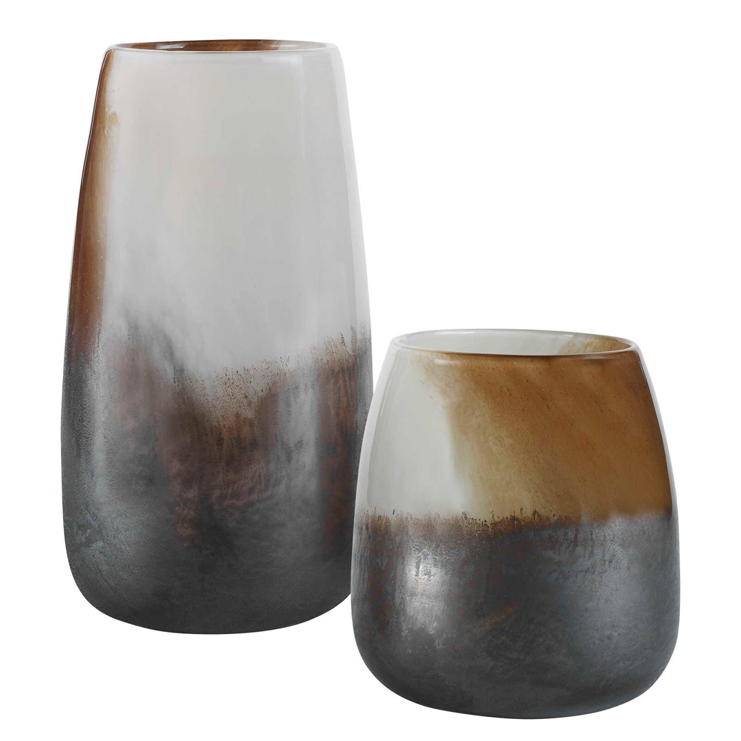 Desert Wind Glass Vases - Set of 2 - AmericanHomeFurniture